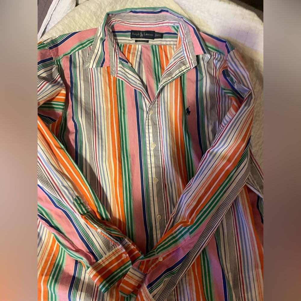 Ralph Lauren Rainbow striped classic fit button down XXL